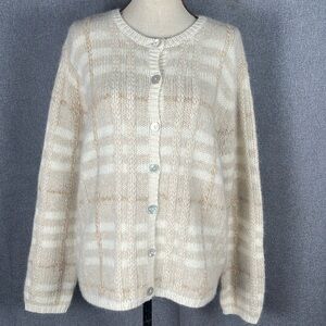 Talbots lambswool & angora Woman’s Button up Sweater L 211